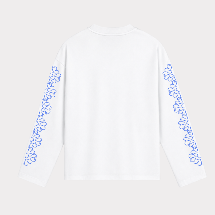 PRÉSTANCE ATELIER - BLOOM LONGSLEEVE WIT/LICHTBLAUW