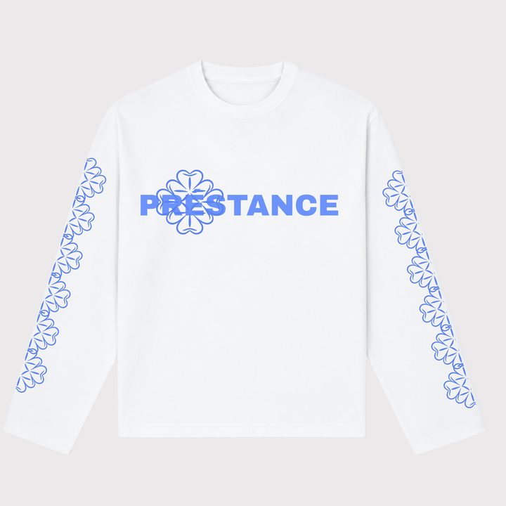 PRÉSTANCE ATELIER - BLOOM LONGSLEEVE WIT/LICHTBLAUW