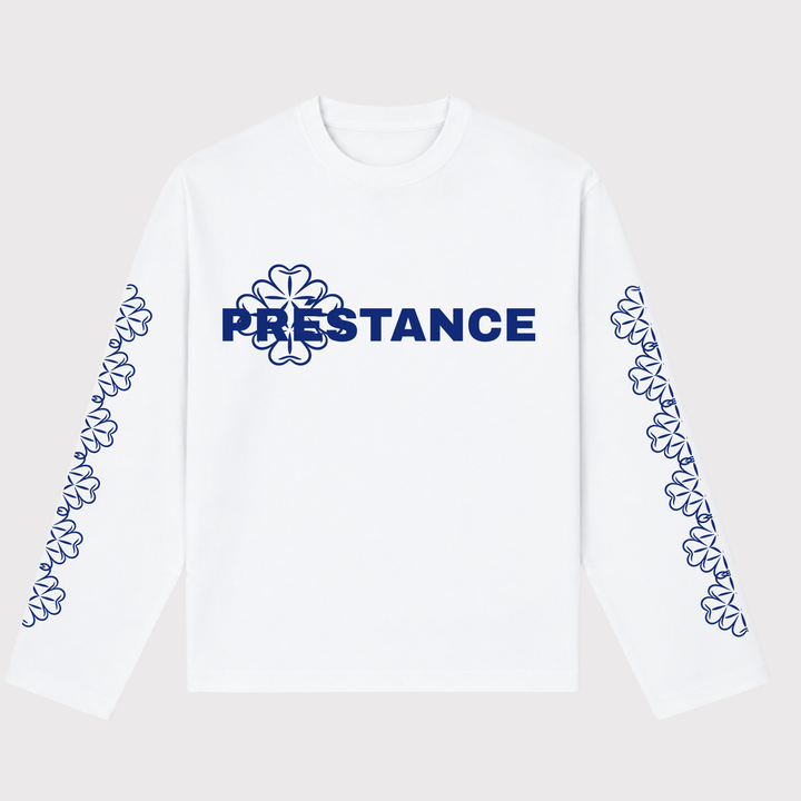 PRÉSTANCE ATELIER - BLOOM LONGSLEEVE WIT/DONKERBLAUW