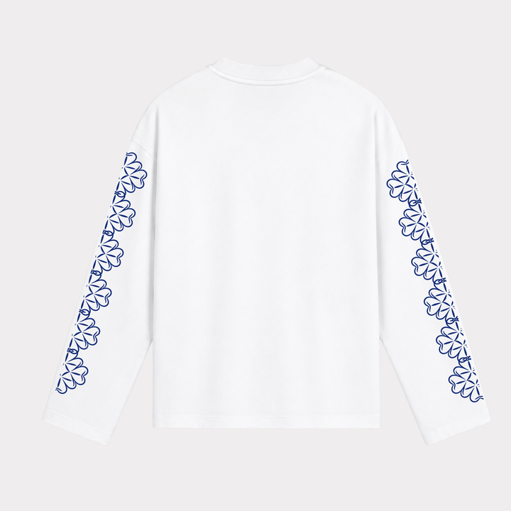 PRÉSTANCE ATELIER - BLOOM LONGSLEEVE WIT/DONKERBLAUW